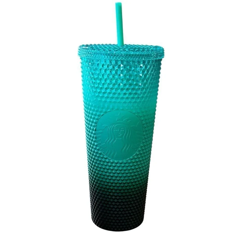NWT Starbucks 2022 Mint Green Ombre Studded 24oz Venti Cold Cup Tumbler Gradient
